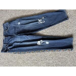 Knox Rose Women's Multicolor Chevron Stripe Distressed Boho Hippie size 12 Jeans